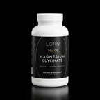 Lorn No. 01 Magnesium Glycinate, 90 capsules, dark bottle on a near-black background