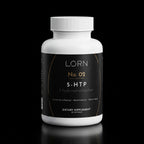 Lorn No. 02 5-HTP, 60 capsules, dark bottle on a near-black background